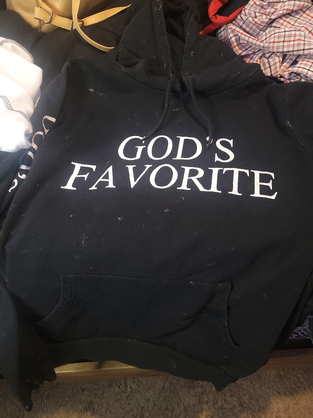 On Fire Black Graphic Hoodie with White Lettering SIZE XL